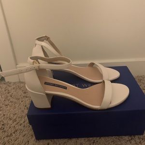 Stuart weitzman simple leather sandals in white
